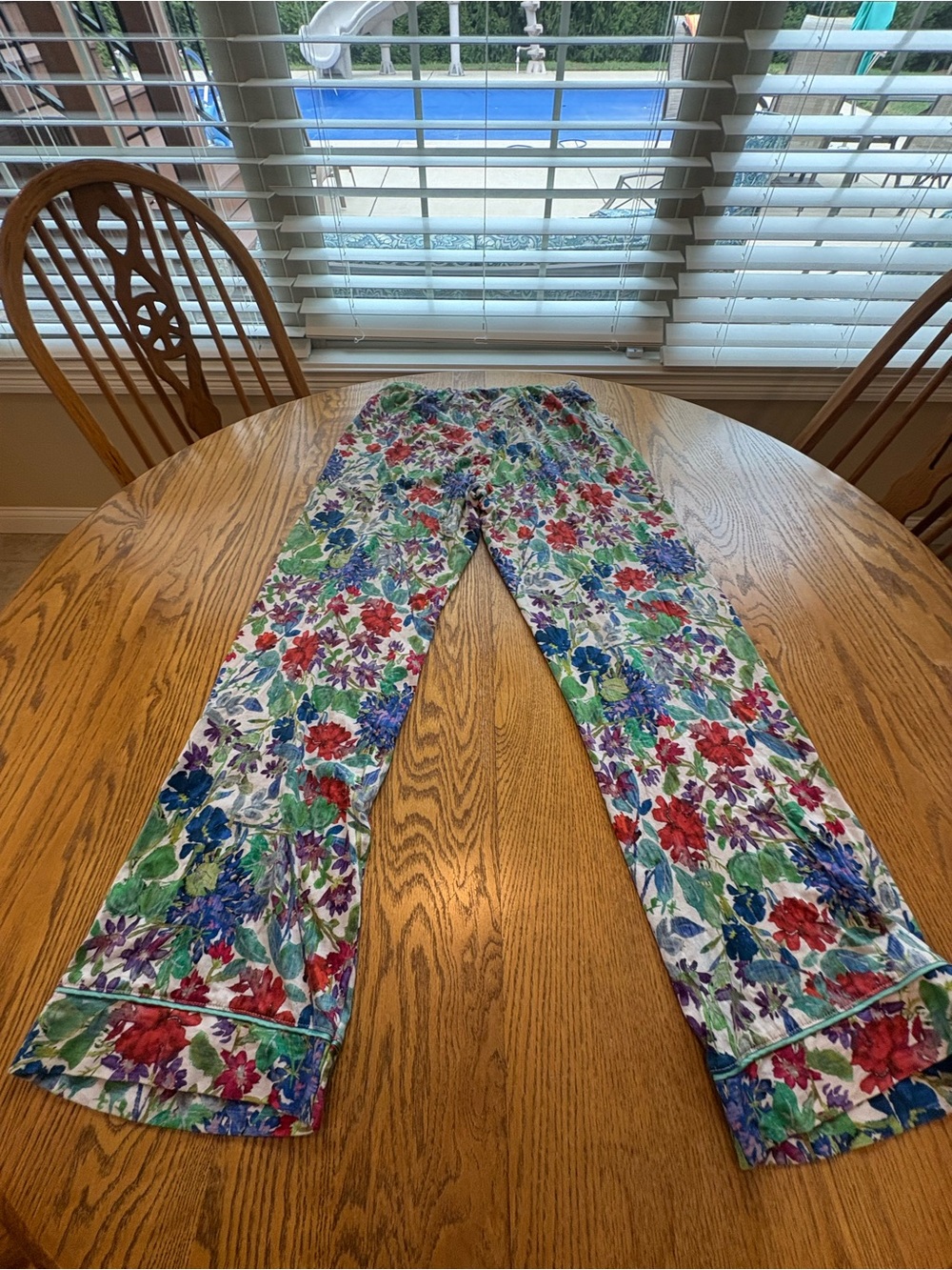 Peruvian Connection Pima Plein Air Pajama Lounge Pants M Watercolor Floral Print